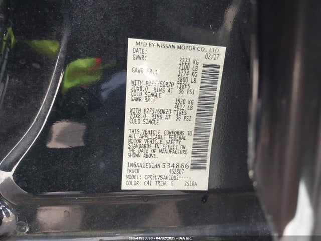 1N6AA1E61HN534866 Nissan Titan Sl