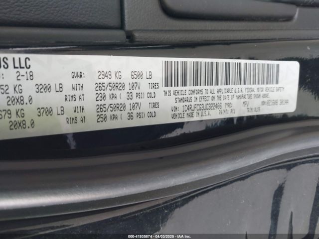 1C4RJFCG3JC322406 Jeep Grand Cherokee High Altitude 4x4