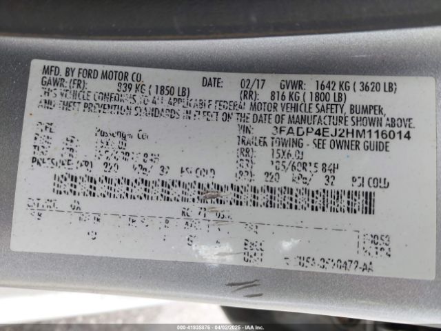 3FADP4EJ2HM116014 Ford FIESTA SE