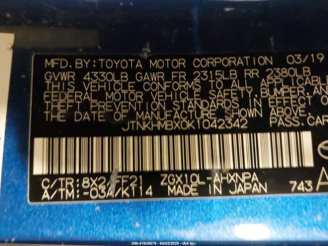 JTNKHMBX0K1042342 Toyota C-HR XLE
