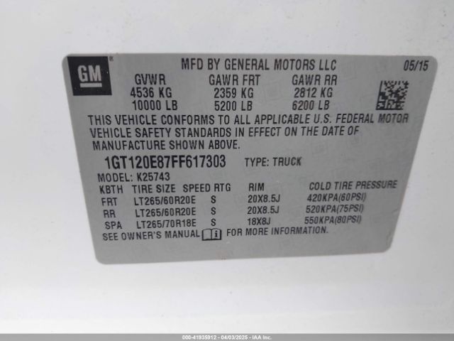 1GT120E87FF617303 GMC Sierra 2500hd Denali