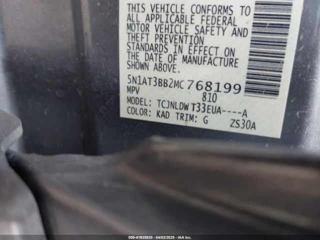 5N1AT3BB2MC768199 Nissan Rogue Sv Intelligent Awd