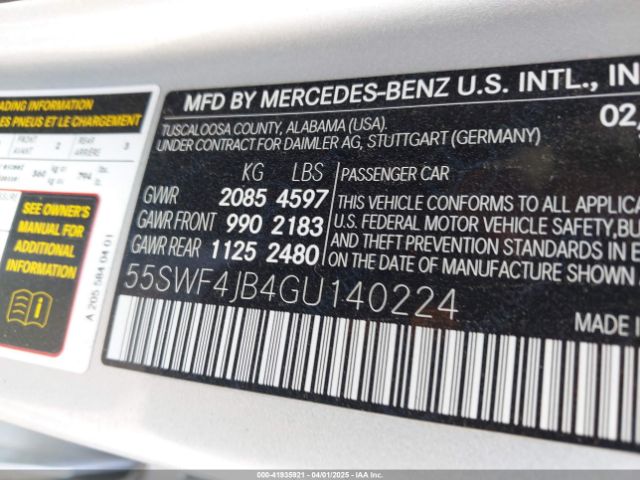 55SWF4JB4GU140224 Mercedes-Benz C 300 Luxury/sport