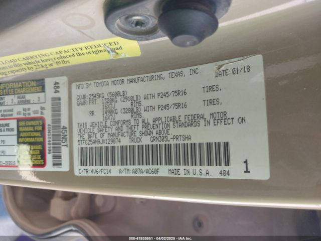 5TFCZ5AN9JX129874 Toyota Tacoma Sr5 V6