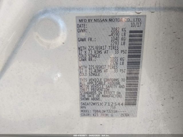 5N1AT2MT5JC712544 Nissan ROGUE SV