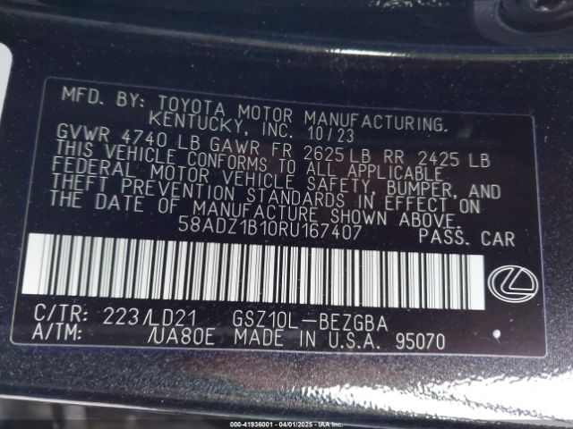 58ADZ1B10RU167407 Lexus ES 350