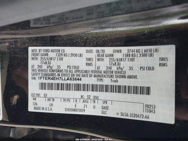 1FTER4EH7LLA63844 Ford RANGER XL