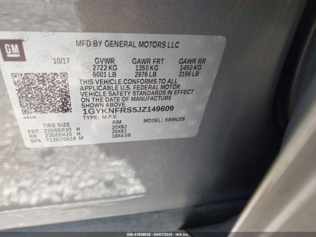 1GYKNFRS5JZ149609 Cadillac Xt5 Premium Luxury