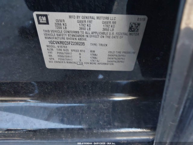 1GCVKREC5FZ236235 Chevrolet Silverado 1500 1lt