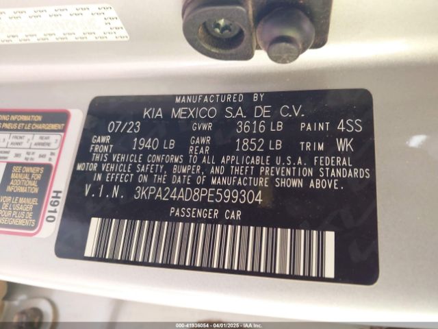 3KPA24AD8PE599304 KIA RIO LX