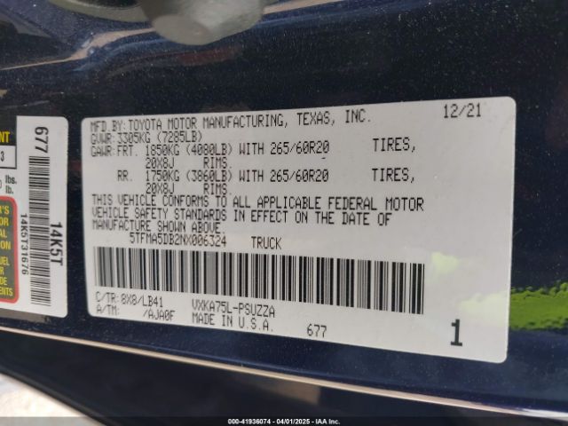 5TFMA5DB2NX006324 Toyota Tundra 1794 Edition