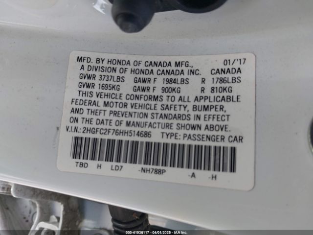 2HGFC2F76HH514686 Honda CIVIC EX