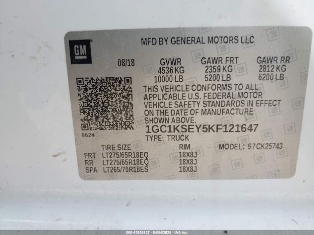 1GC1KSEY5KF121647 Chevrolet Silverado 2500hd Lt