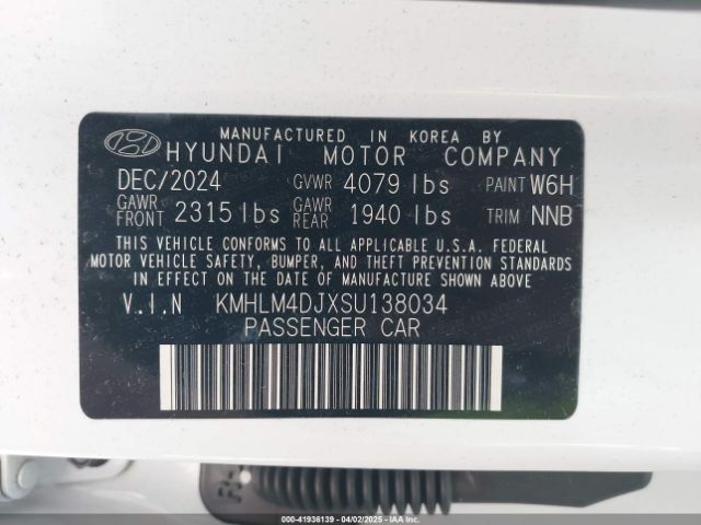 KMHLM4DJXSU138034 Hyundai Elantra Hybrid Blue