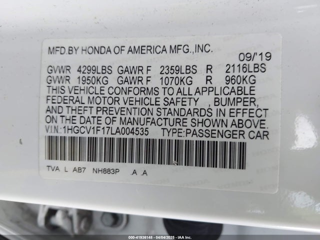 1HGCV1F17LA004535 Honda ACCORD LX