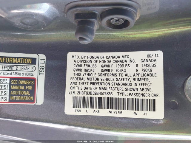 2HGFG3B58EH524856 Honda Civic Lx