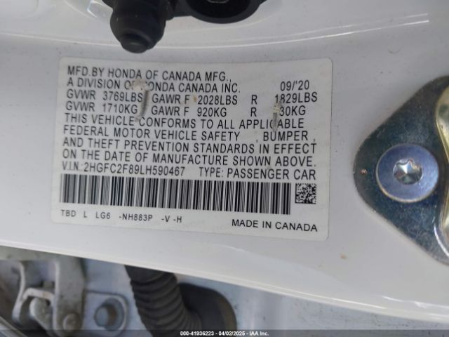 2HGFC2F89LH590467 Honda Civic Sport