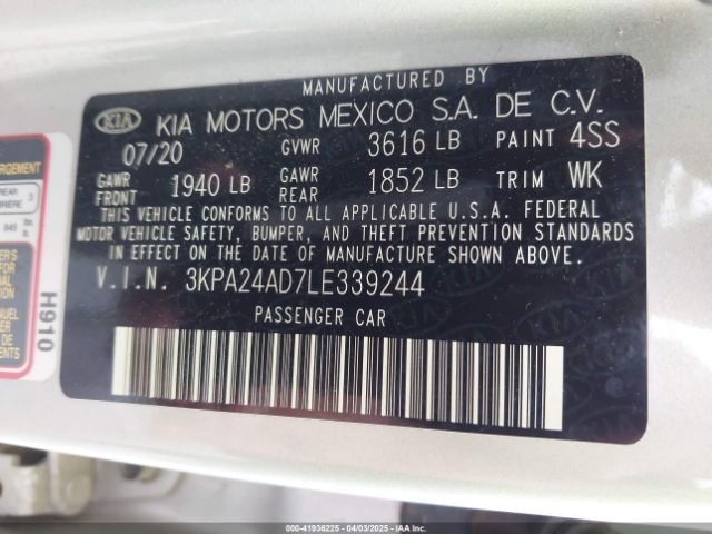 3KPA24AD7LE339244 KIA RIO LX