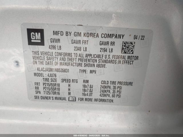 KL4CJASM1NB535831 Buick Encore Fwd Preferred