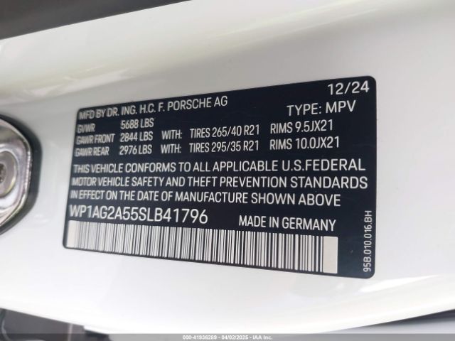 2025 PORSCHE MACAN WP1AG2A55SLB41796 Photo 8