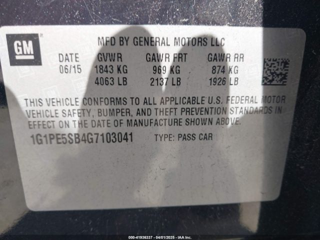 1G1PE5SB4G7103041 Chevrolet Cruze Limited 1lt Auto