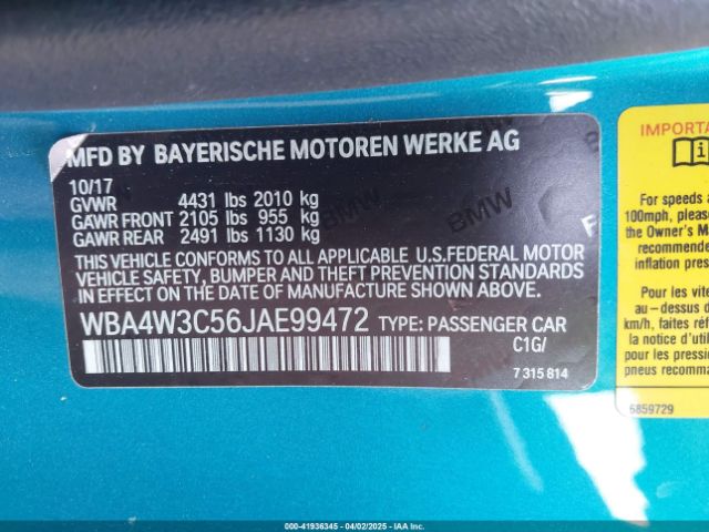 WBA4W3C56JAE99472 BMW 430I