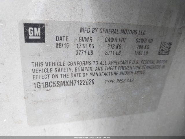 1G1BC5SMXH7122020 Chevrolet Cruze Ls Auto