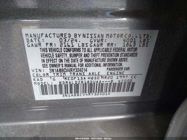 3N1AB8CV4RY324014 Nissan Sentra Sv Xtronic Cvt