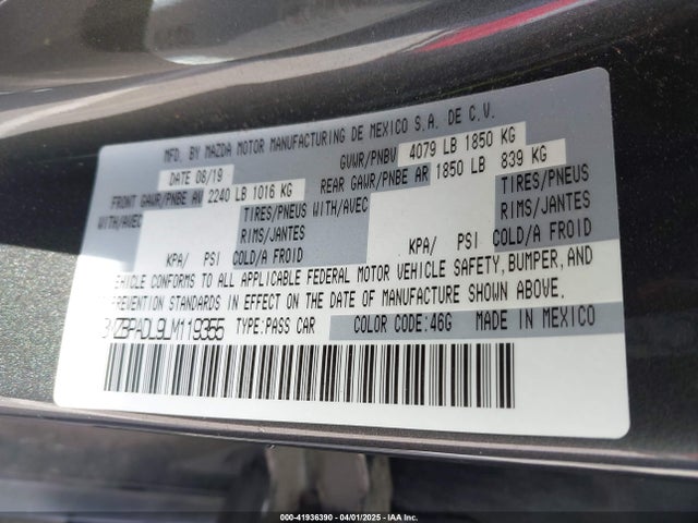 3MZBPADL9LM119355 Mazda Mazda3 Preferred Package