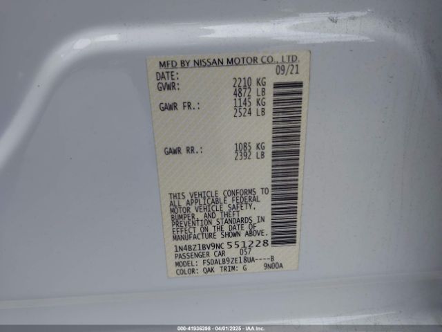 1N4BZ1BV9NC551228 Nissan Leaf S Plus 62 Kwh