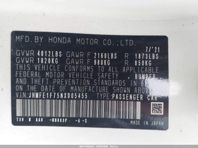 JHMFE1F75NX005455 Honda CIVIC EX