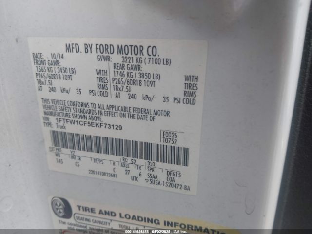 1FTFW1CF5EKF73129 Ford F-150 Stx