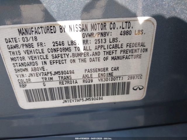 JN1EV7AP5JM590494 Infiniti Q50 3.0t Luxe