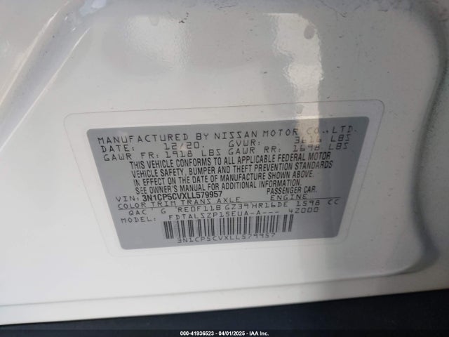 3N1CP5CVXLL579957 Nissan Kicks Sv Xtronic Cvt