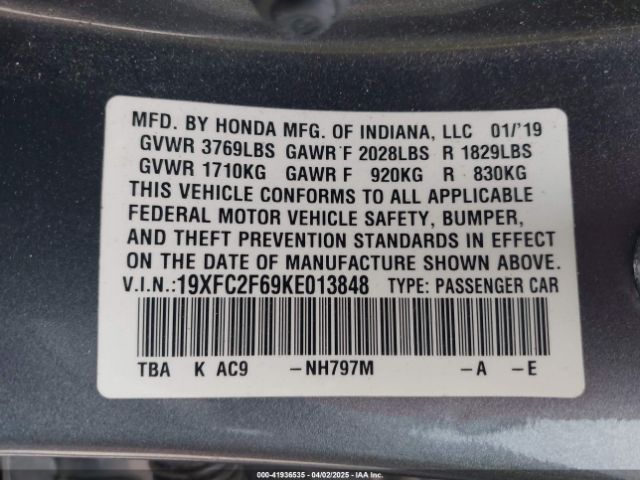 19XFC2F69KE013848 Honda Civic Lx