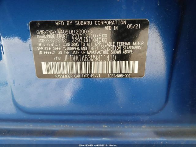 2021 SUBARU WRX JF1VA1A63M9811410 Photo 8