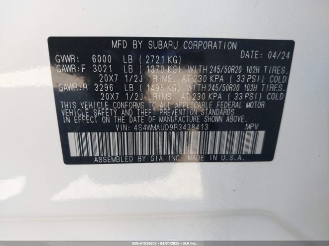 4S4WMAUD9R3438413 Subaru Ascent Limited 7-passenger