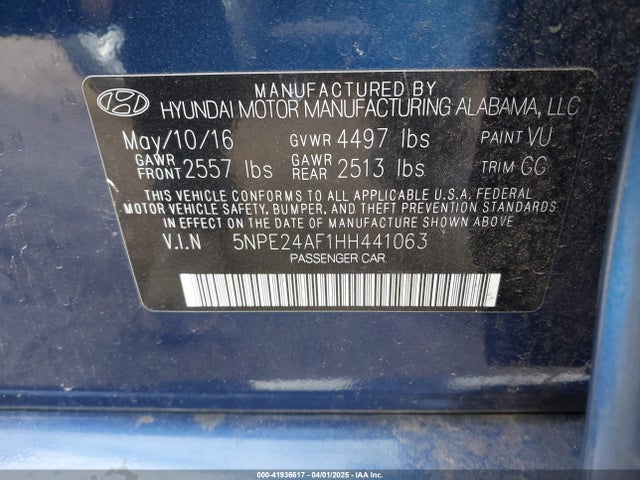 5NPE24AF1HH441063 Hyundai Sonata