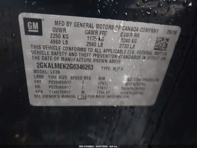 2016 GMC TERRAIN 2GKALMEK2G6346263 Photo 8