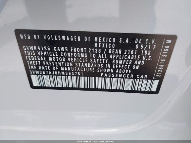 3VW2B7AJ0HM393751 Volkswagen Jetta 1.4t S