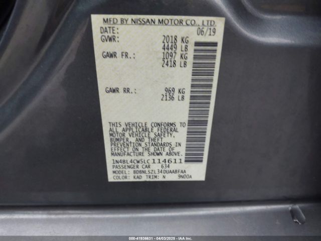1N4BL4CW5LC114611 Nissan Altima Sr Intelligent Awd