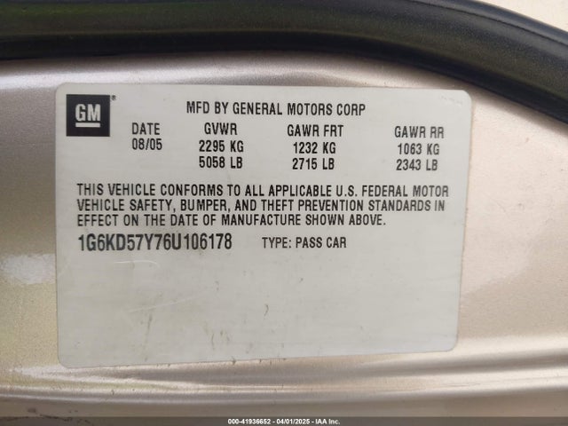 2006 CADILLAC DTS 1G6KD57Y76U106178 Photo 8