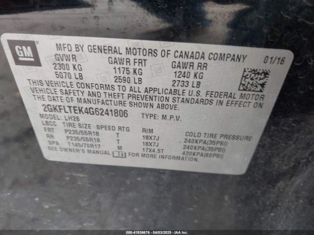 2GKFLTEK4G6241806 GMC Terrain Sle-2