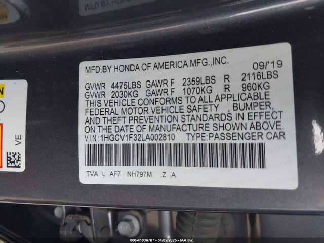 1HGCV1F32LA002810 Honda Accord Sport