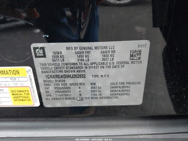 1GNKRGKD9HJ262832 Chevrolet Traverse 1lt