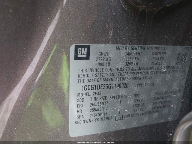 1GCGTDE35G1190026 Chevrolet Colorado Z71
