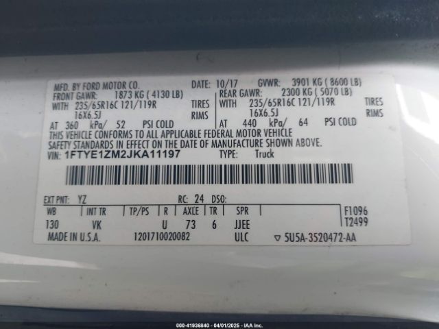 1FTYE1ZM2JKA11197 Ford Transit-150