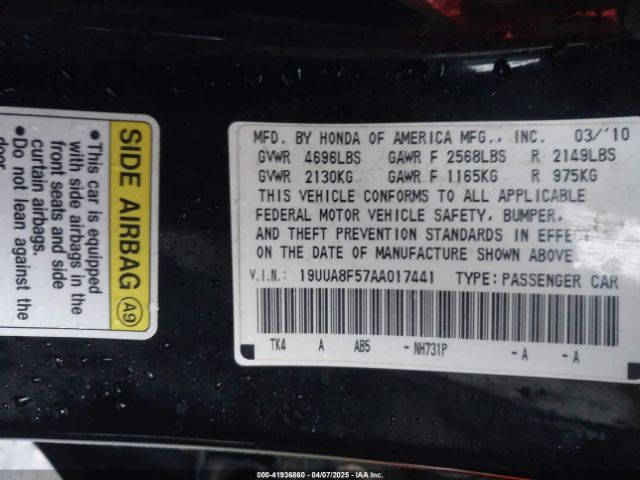 2010 ACURA TL 19UUA8F57AA017441 Photo 8