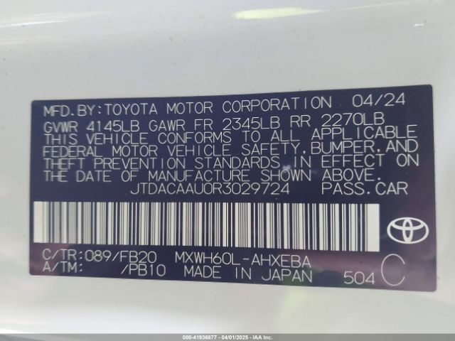 JTDACAAU0R3029724 Toyota Prius Le