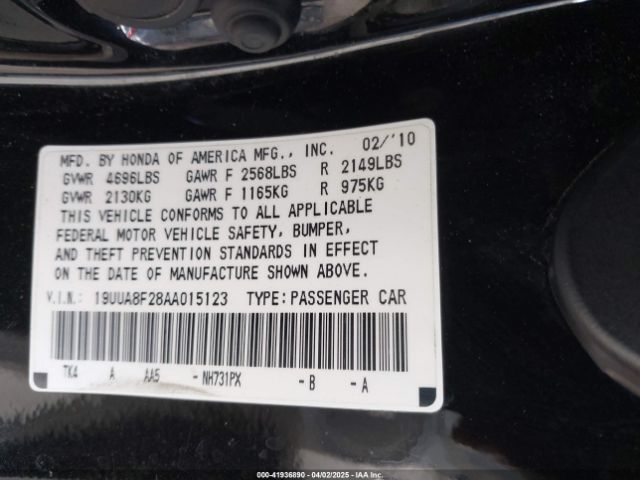 2010 ACURA TL 19UUA8F28AA015123 Photo 8
